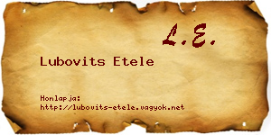 Lubovits Etele névjegykártya